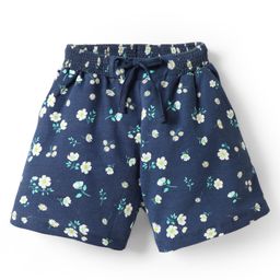 Pine Kids Looper Knit Mid Thigh Shorts With Floral Print - Navy Blue-image-59