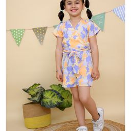 Junitos Half Sleeves Tie & Dye Jumpsuit With Belt - Orange & Purple-image-35