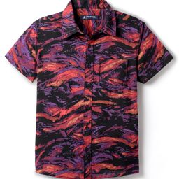 Pine Kids Viscose Woven Half Sleeves Marble Printed Shirt - Multicolour-image-100