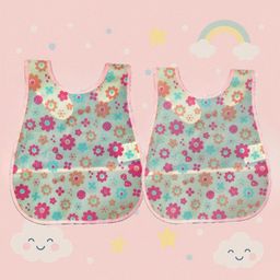 Badal Kidz Plastic Waterproof Baby Feeding Apron with BIB 2 flower design - Pink & Pink(Pack of 2)-picture-29