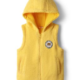 Babyhug Knit Sleeveless Sherpa Fur Hoodie with Kangaroo Pocket - Yellow-image-95