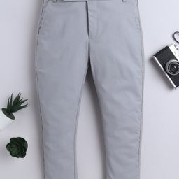 BAATCHEET Oxford Lycra Cotton Woven Solid Pant - Grey-image-68
