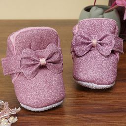 Neska Moda Bow Applique Detailed Booties - Pink-image-32