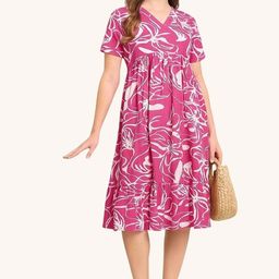 GAB Women Abstract Printed Cotton Fit & Flare Dress-image-39