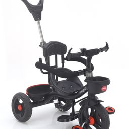 Babyhug Plug & Play Apache Tricycle with Parental Handle and Printed Canopy - Red image 3