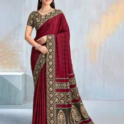 Reboot Fashions Floral Printed Pure Crepe Saree-18