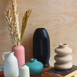 WEAVING HOMES White & Pink 6 Pieces Ceramic Flower Vase-picture-38