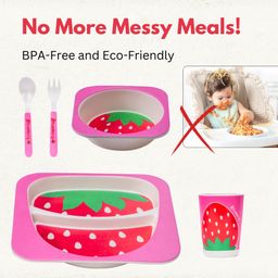 Adore Hey Ya! Bamboo Meal Sets - Pack of 5 accessories- Strawberry image 4