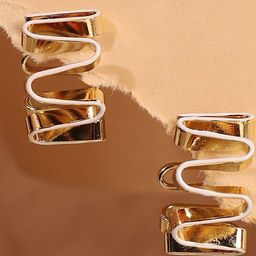 SOHI Gold-Plated Enamel-Coil Hoop Earrings-picture-31