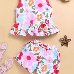 Toonyport Girls Printed Sleeveless Pure Cotton Top With Shorts-image-85