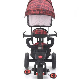 Babyhug Plug & Play Apache Tricycle with Parental Handle and Printed Canopy - Red image 5