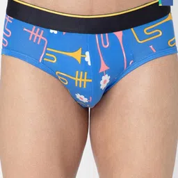 bummer Men Pack of 2 Printed Micro Modal Briefs Underwear BRDBLZ02S-Dixie Blues, Lazy Luna-picture-2