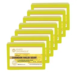 Khadi Organique Set Of 7 Chandan Haldi Herbal Soap with Essential Oils - 125g Each-66