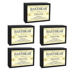 Hasthkar Set of 5 Handmade Charcoal Soap with Glycerin & Coconut Oil - 125 g Each-21