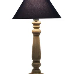 Homesake Natural Mabel Rustic Table Lamp with Blue Shade (Bulb Included) - Set of 1 image 2