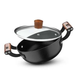 Bergner Odin Black Cast Iron 20 cm Induction Bottom Lightweight Casserole With Glass Lid (2000ml)-2