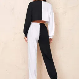SELVIA White & Black Color-Block Co-Ord Set image 2