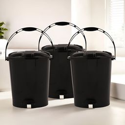 Kuber Industries Black 3 Pieces Pedal Bins 10L Each-25