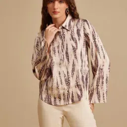 Kazo Beige Printed Shirt-image-80