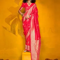 Vardha Rani Pink Woven Saree With Unstitched Blouse-picture-43
