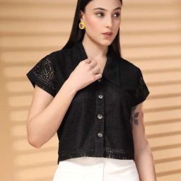 Melon By plusS Black Cotton Plain Top-25