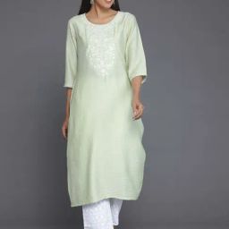Libas Green Embroidered Straight Kurta-image-50