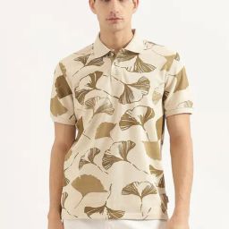 United Colors Of Benetton Beige Pure Cotton Relaxed Fit Printed Polo T-Shirt-image-56