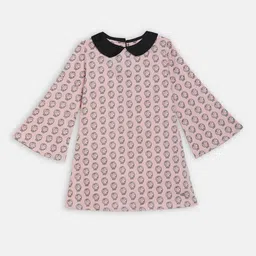 ELLE Girls Pink & Grey Printed A-Line Dress-image-75