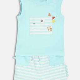 Miniklub Boys Blue Knitted Striped Clothing Set-image-57