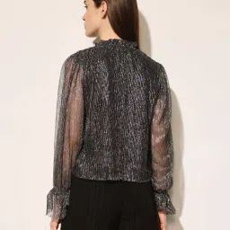 Only Black Regular Fit Self Pattern Top image 2