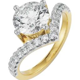 Emori 14k Yellow Gold & Diamond Round V Ring-image-19