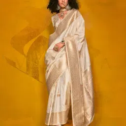 Vardha Ivory White Woven Saree With Unstitched Blouse-image-79