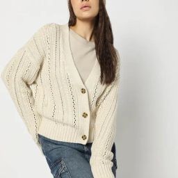 GAP Off White Regular Fit Solid Cardigan-image-41