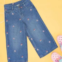 Pantaloons Junior Girls Medium Blue Cotton Printed Jeans-picture-9