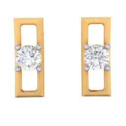 p.c. chandra jewellers BIS Hallmarked 18k Yellow Gold Diamond Rectangular Designed Stud Earrings for Women & Girls-picture-11