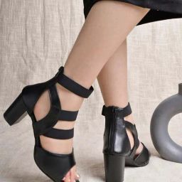 Shoetopia Women's Black Ankle Strap Sandals-image-66