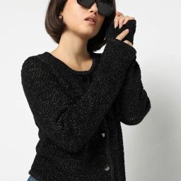 GAP Black Regular Fit Woven Design Cardigan-image-20