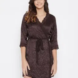 Clovia Brown Self Design Robe-picture-45