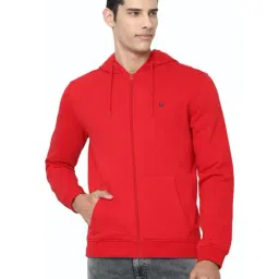 Allen Solly Red Cotton Regular Fit Hooded Sweatshirt-image-30