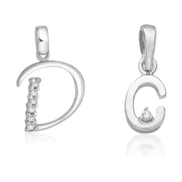 Taraash 92.5 Sterling Silver 'D' & 'C' Initial Letter Couple Pendants-image-67