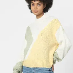 Only White & Yellow Self Design Sweater-picture-39