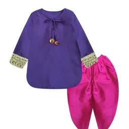 A.T.U.N. Kids Blue & Pink Regular Fit Full Sleeves Kurta Set-image-42