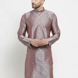SOJANYA Men Grey Woven Design Straight Kurta-image-20