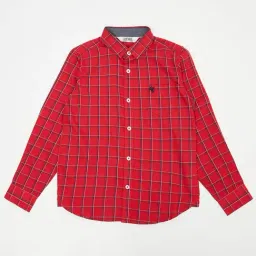 Cantabil Kids Red Cotton Chequered Full Sleeves Shirt-image-80