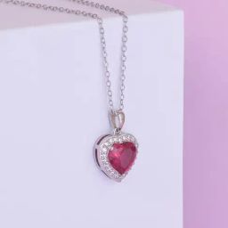 Ornate Jewels 92.5 Sterling Silver Heart-Shape Pendant with Chain for Women-image-26