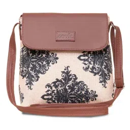 ZOUK Cream Printed Cross Body Bag-34