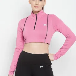 Clovia Pink Sports Crop Top-picture-35