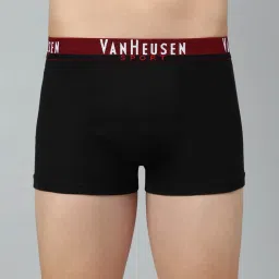 Van Heusen Sport Regular Fit Plush Back Elasticized Waistband Double Layer Gusset Trunks - Black image 1