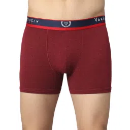 Van Heusen Sport Regular Fit Jaspe Textured Double Layer Gusset Solid Trunks - Deep Red Jaspe image 1