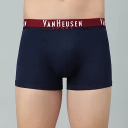 Van Heusen Sport Regular Fit Plush Back Elasticized Waistband Double Layer Gusset Trunks - Navy image 1